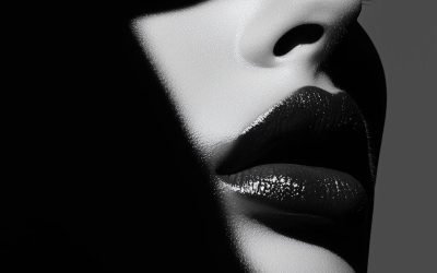 Close-up of Human Face with Dramatic Lips