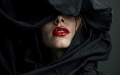 Enigmatic Woman with Red Lipstick